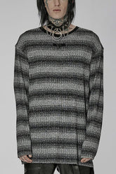 Round Collar Long Sleeves Striped Print Men's Steampunk Sweater 2 Colors